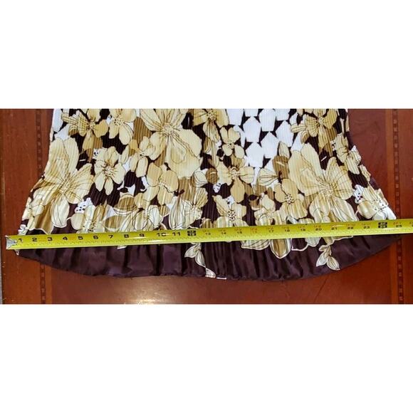 Women's White Brown Yellow Serenade New York Sleeveless Flared Blouse Size XL - Picture 7 of 8